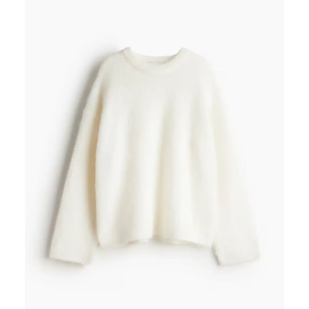 Übergroßer Pullover – Weiß – Pullover – Strickpullover – Damenpullover-HauteBerlin