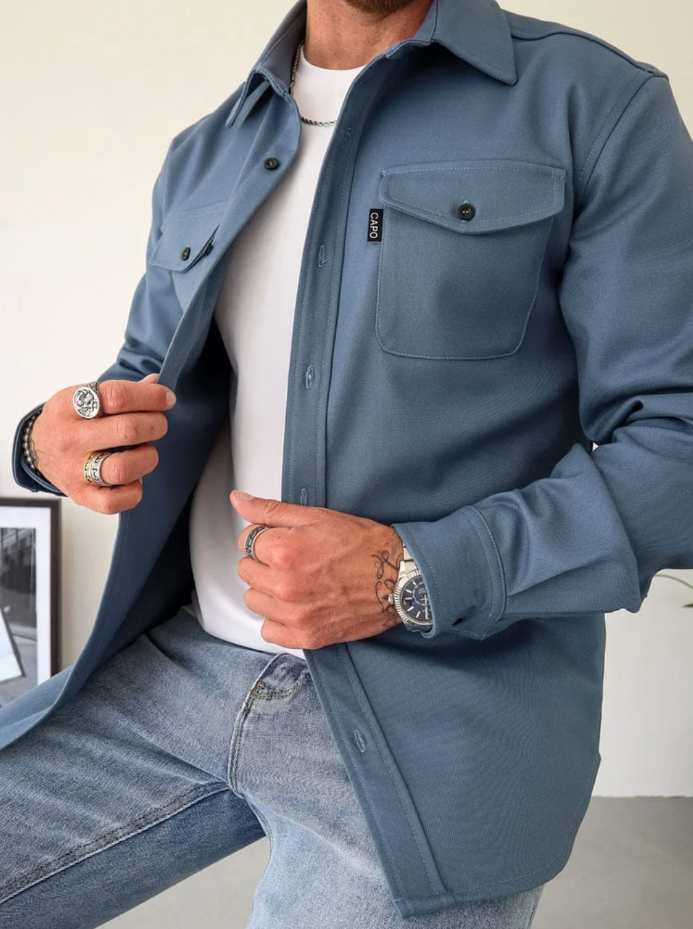 Überhemd - Umlegekragen - Langarm - Button-Up Hemd - Herrenhemden-HauteBerlin
