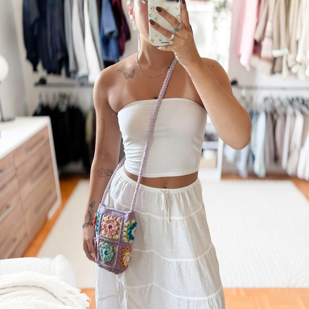 Umhängetasche Damen | Häkeltasche mit Blumenmuster | Klein-HauteBerlin