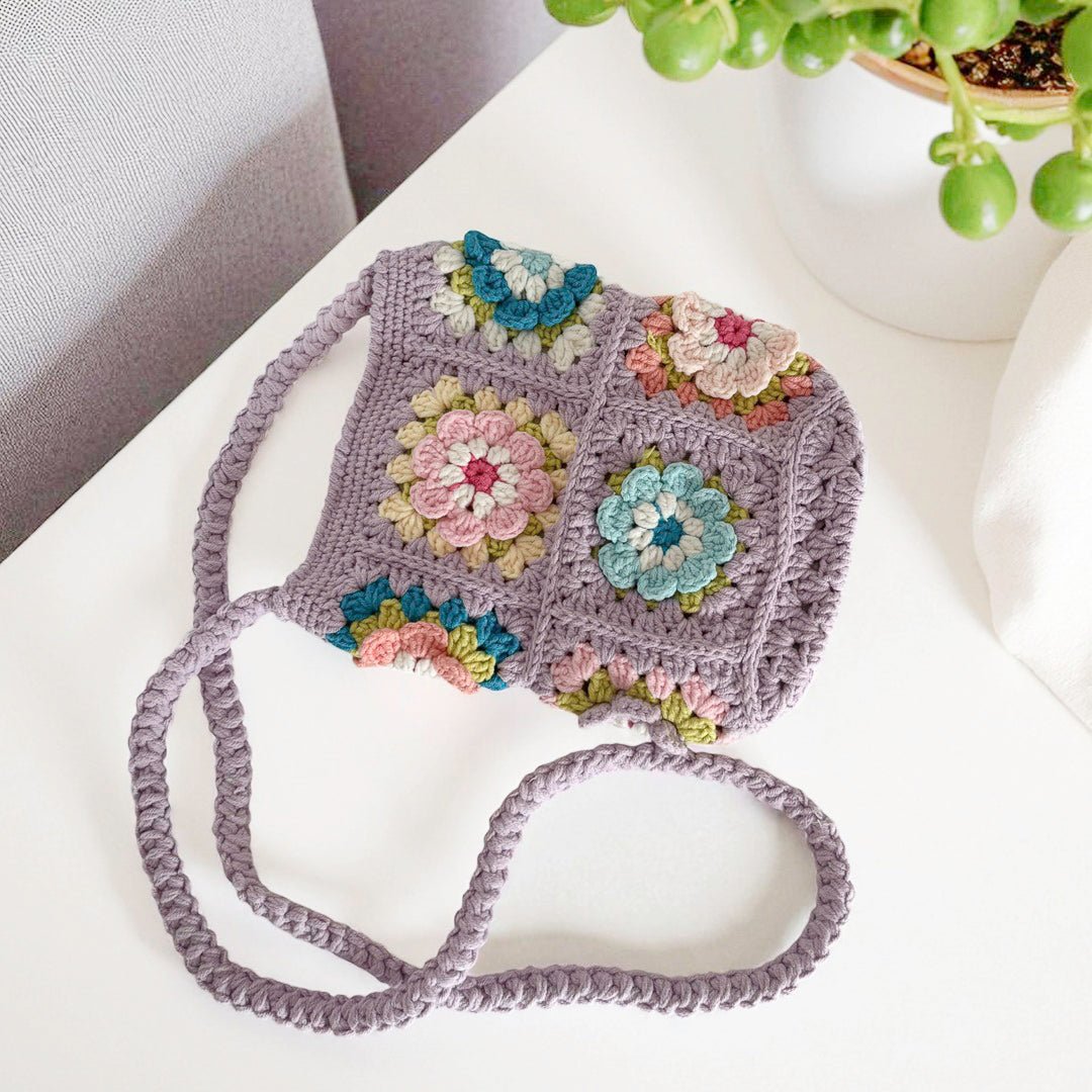 Umhängetasche Damen | Häkeltasche mit Blumenmuster | Klein-HauteBerlin