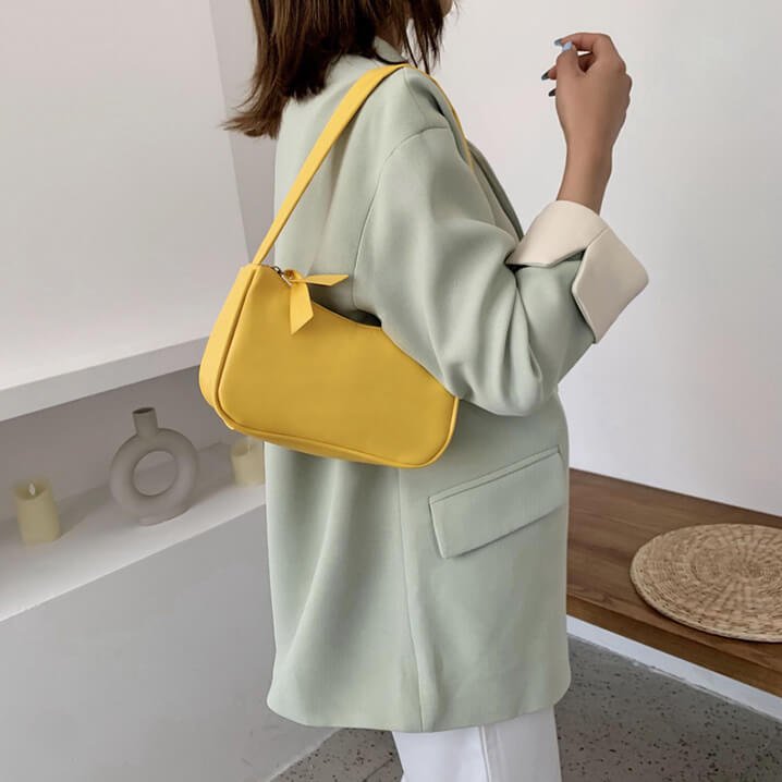 Umhängetasche Damen | Kunstleder Baguette | Retro Schultertasche-HauteBerlin