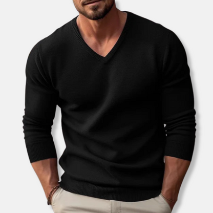 V-Ausschnitt-Pullover – Klassisch – Einfarbig – Strickpullover – Herrenpullover-HauteBerlin