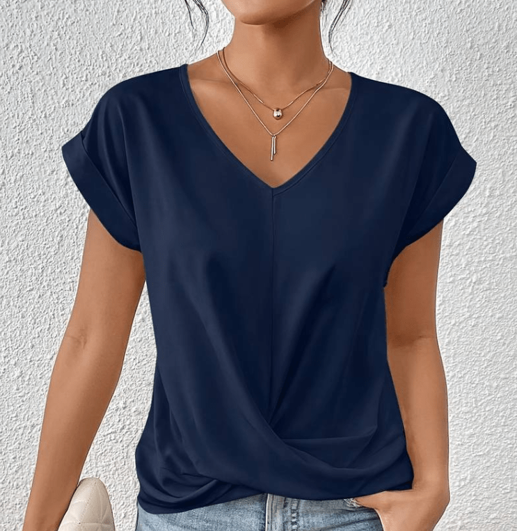 V-Ausschnitt-Top | Leichtes Twist-Front-Top für Damen-HauteBerlin