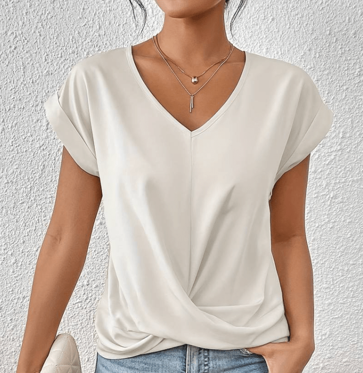V-Ausschnitt-Top | Leichtes Twist-Front-Top für Damen-HauteBerlin