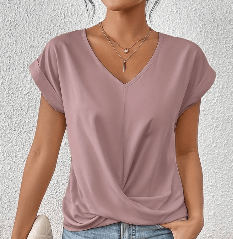 V-Ausschnitt-Top | Leichtes Twist-Front-Top für Damen-HauteBerlin