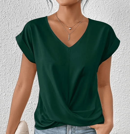 V-Ausschnitt-Top | Leichtes Twist-Front-Top für Damen-HauteBerlin