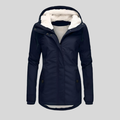 Wasserdichte Jacke – mit Kapuze – mit Fleecefutter – Regenjacke – Winterjacke für Frauen-HauteBerlin