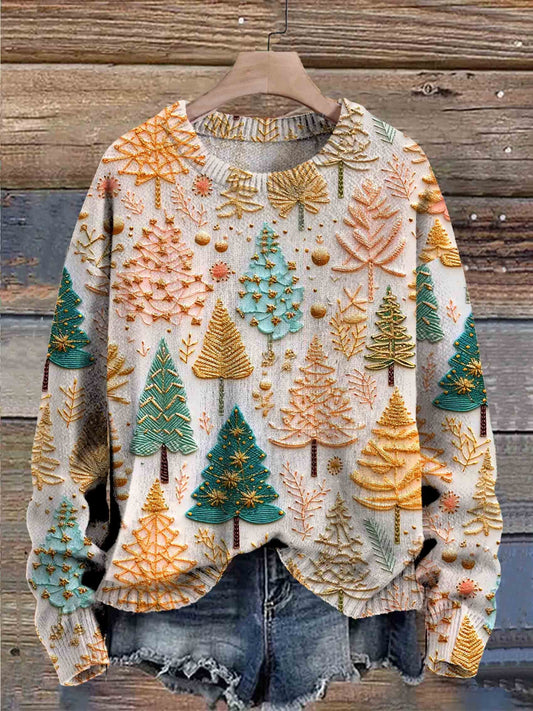 Weihnachts-Pullover – übergroßer Strickpullover mit Weihnachtsbaum für Damen-HauteBerlin