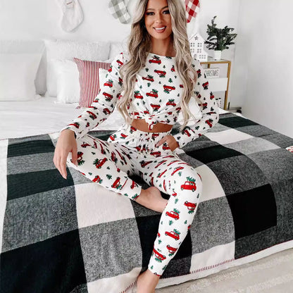 Weihnachtspyjama – Langärmeliges Weihnachtsbaum-Pyjama-Set für Frauen-HauteBerlin