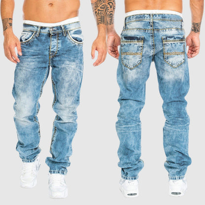 Weit geschnittene Jeans – verwaschen – tief sitzend – Baggy-Jeans – Herrenjeans-HauteBerlin