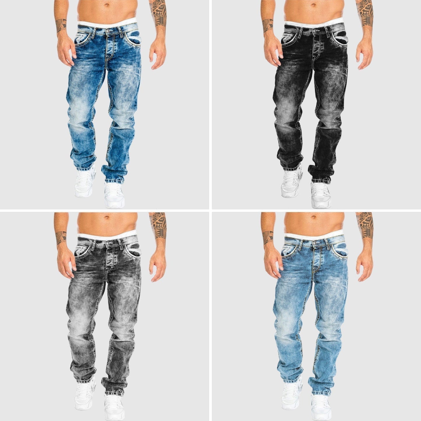 Weit geschnittene Jeans – verwaschen – tief sitzend – Baggy-Jeans – Herrenjeans-HauteBerlin