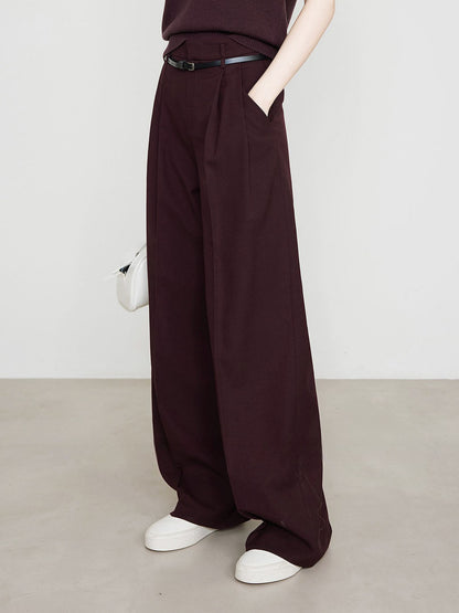 Weite Hose – Burgunderrot – Hohe Taille – Plisseehose – Damenhose-HauteBerlin