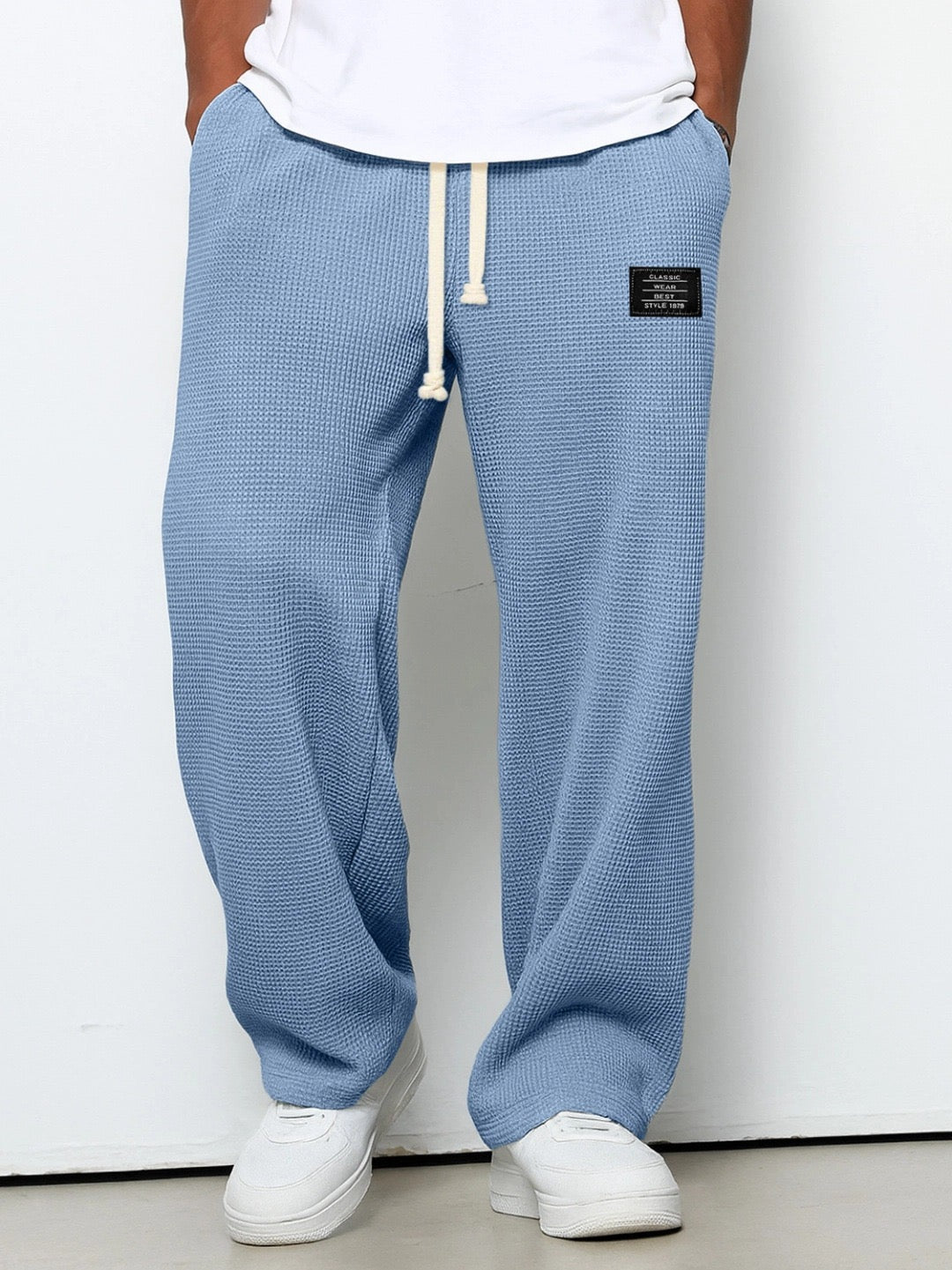 Weite Hose Herren mit Kordelzug Hellblau