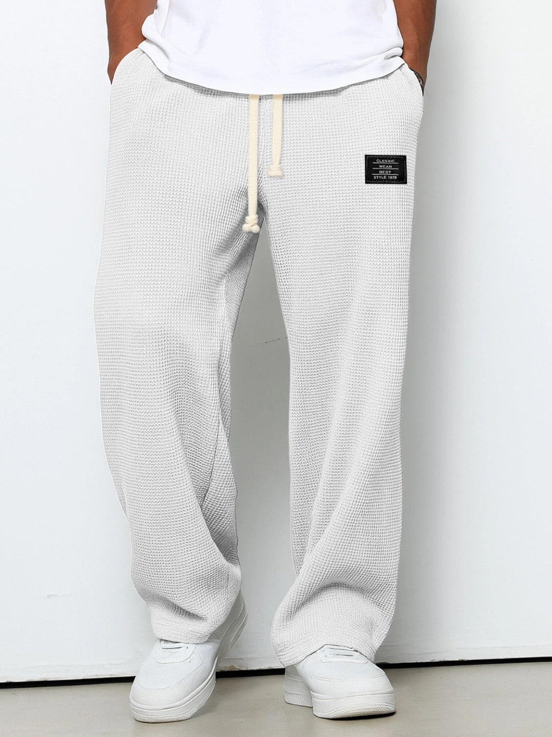 Weite Hose Herren mit Kordelzug Weiß