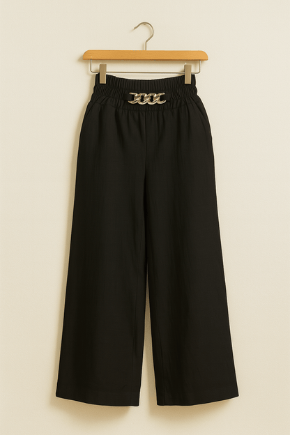 Weite Hosen – Elastischer Bund – Lockere Passform – Hosen mit hoher Taille – Damenhosen-HauteBerlin