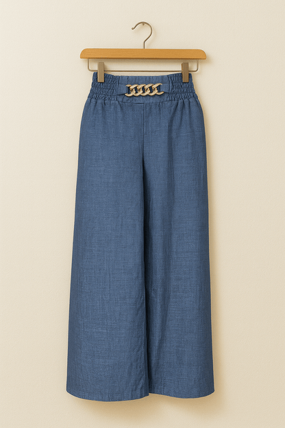 Weite Hosen – Elastischer Bund – Lockere Passform – Hosen mit hoher Taille – Damenhosen-HauteBerlin