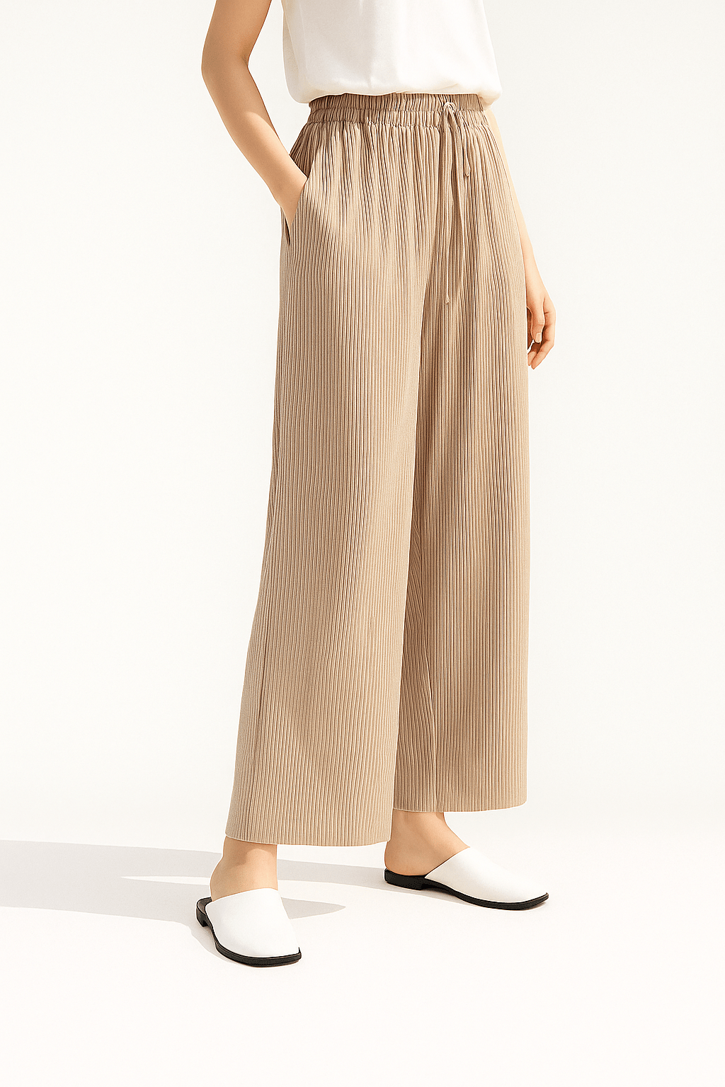 Weite Hosen | Kordelzug | Elastischer Bund | Gerippte Hosen | Damenhosen-HauteBerlin
