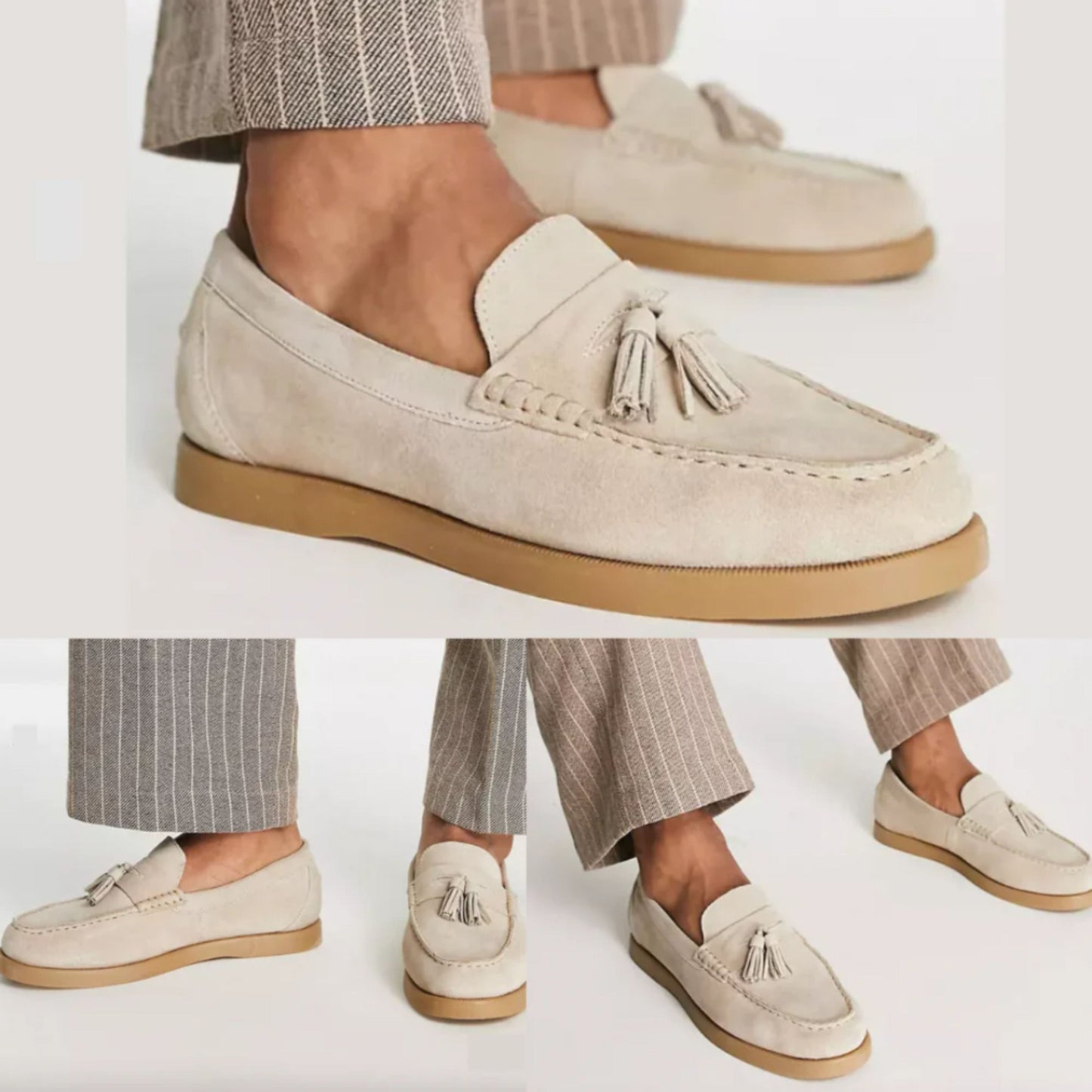 Wildleder Loafers - Herren Rutschfest Beige Tassel Loafer Schuhe-HauteBerlin