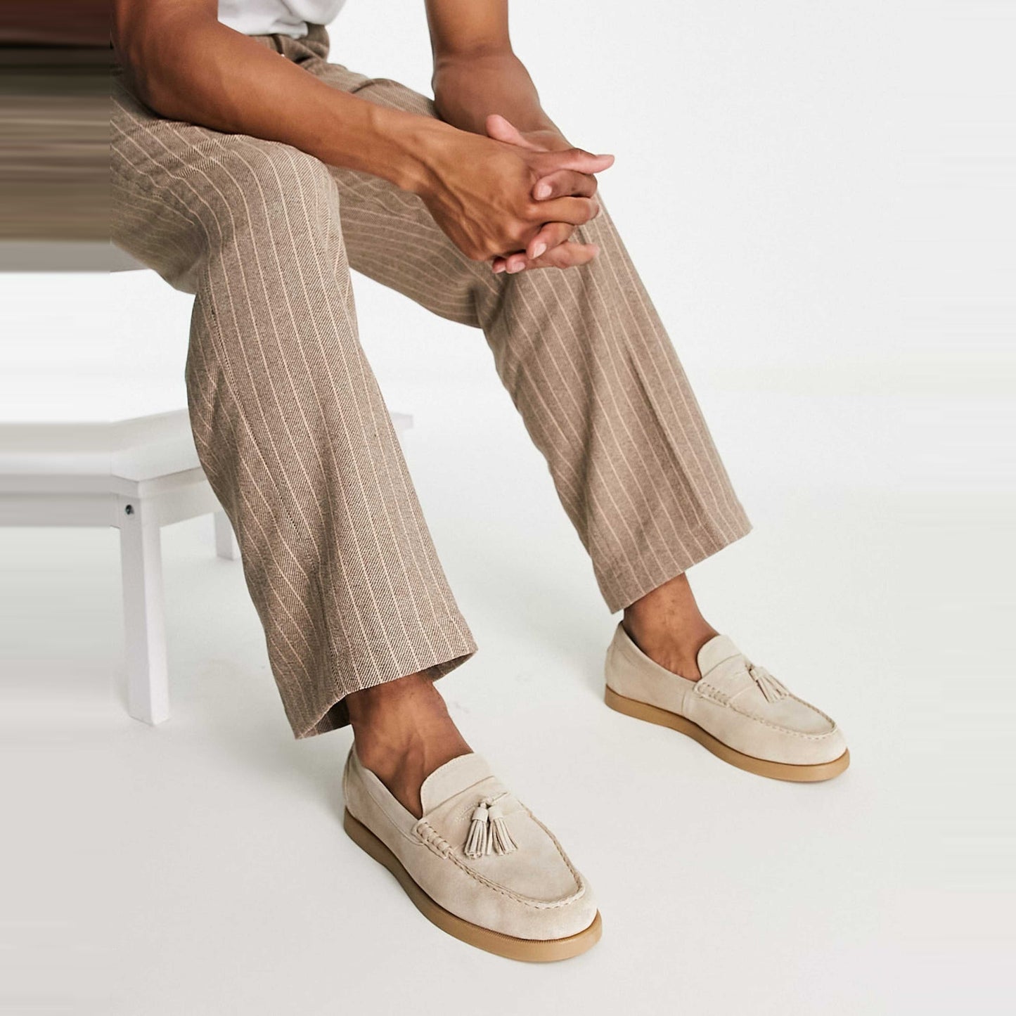 Wildleder Loafers - Herren Rutschfest Beige Tassel Loafer Schuhe-HauteBerlin