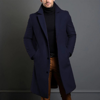 Winter-Trenchcoat – Einreihig – Lang – Wollmantel – Herrenmantel-HauteBerlin