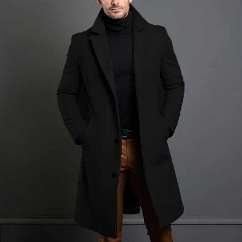 Winter-Trenchcoat – Einreihig – Lang – Wollmantel – Herrenmantel-HauteBerlin