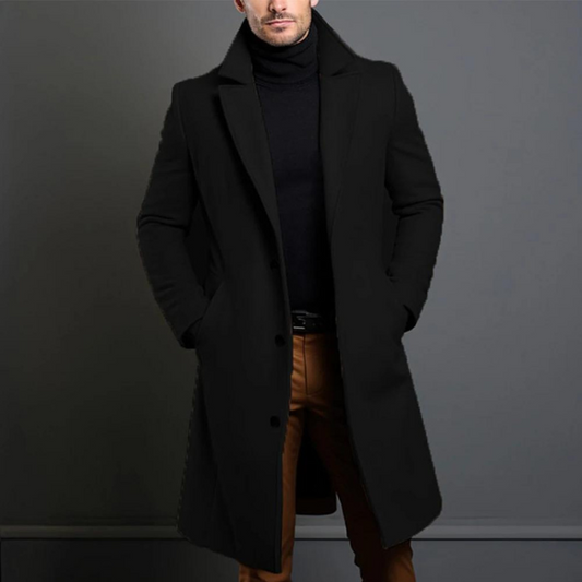Winter-Trenchcoat – Einreihig – Lang – Wollmantel – Herrenmantel-HauteBerlin