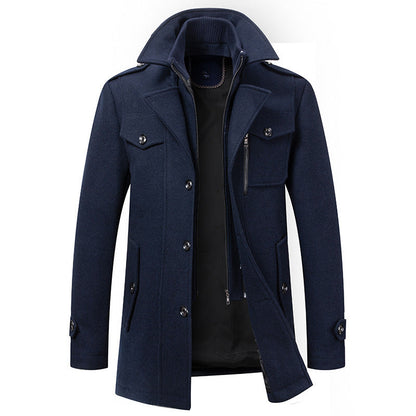 Winterjacke – Herrenjacke aus Wolle mit Reißverschluss und einreihiger Knopfleiste-HauteBerlin