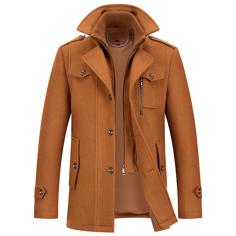 Winterjacke – Herrenjacke aus Wolle mit Reißverschluss und einreihiger Knopfleiste-HauteBerlin