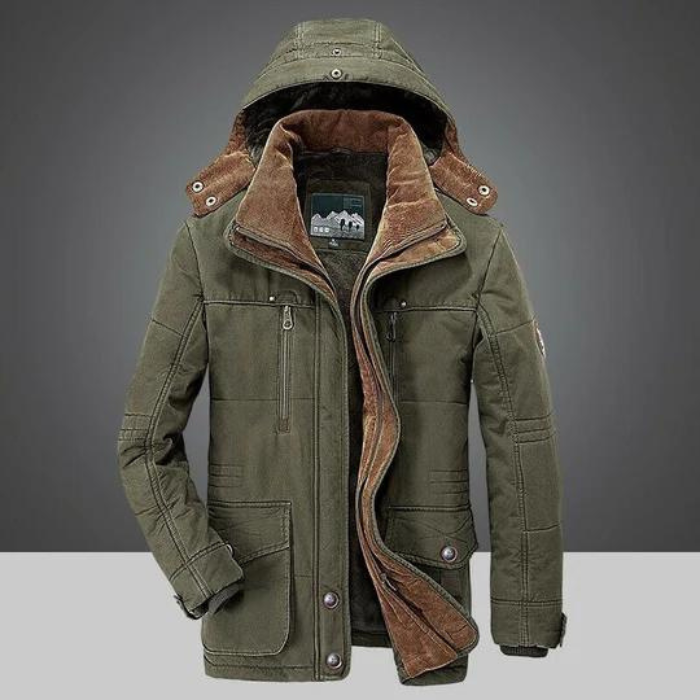Winterjacke | Reißverschluss | Kapuze | Sherpa-Futter | Herren-Winterjacke-HauteBerlin