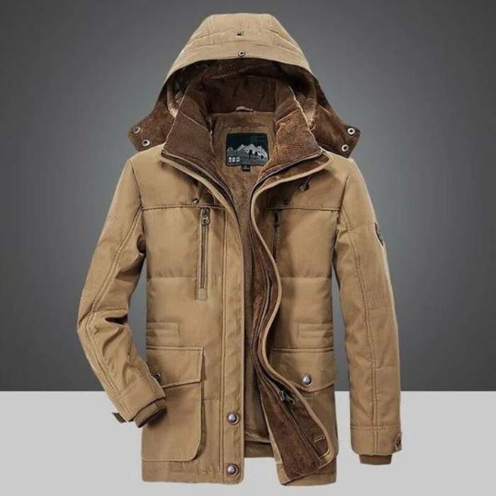 Winterjacke | Reißverschluss | Kapuze | Sherpa-Futter | Herren-Winterjacke-HauteBerlin