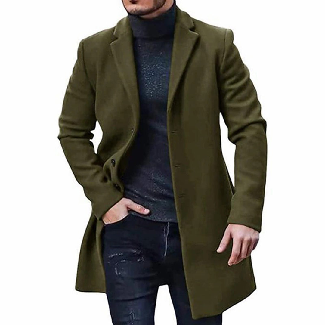 Wolljacke - Einreihig - Mittellang - Trenchcoat aus Wolle - Winterjacke für Männer-HauteBerlin