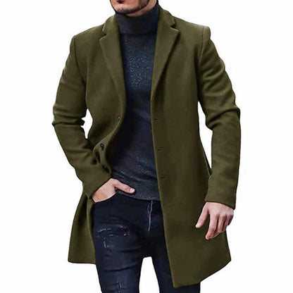 Wolljacke - Einreihig - Mittellang - Trenchcoat aus Wolle - Winterjacke für Männer-HauteBerlin