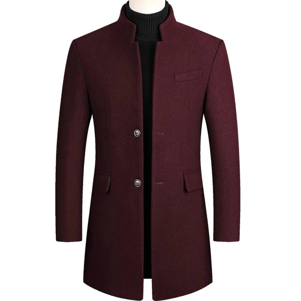 Wollmantel - Einreihig - Stehkragen - Winterjacke - Herrenmantel-HauteBerlin