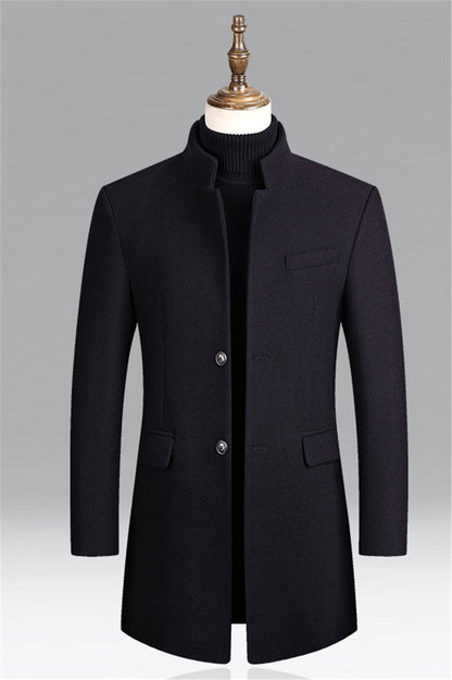 Wollmantel - Einreihig - Stehkragen - Winterjacke - Herrenmantel-HauteBerlin