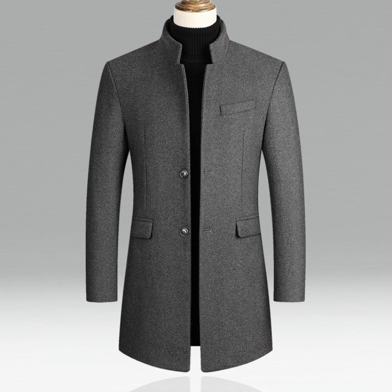 Wollmantel - Einreihig - Stehkragen - Winterjacke - Herrenmantel-HauteBerlin