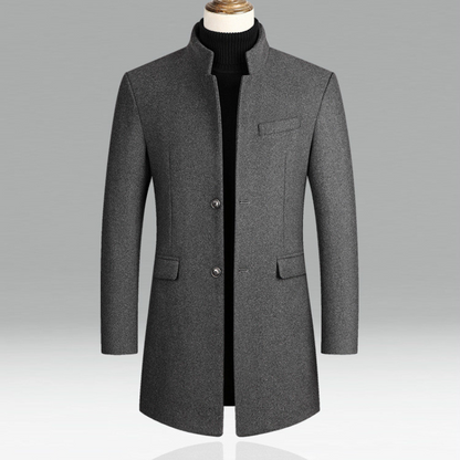 Wollmantel - Einreihig - Stehkragen - Winterjacke - Herrenmantel-HauteBerlin