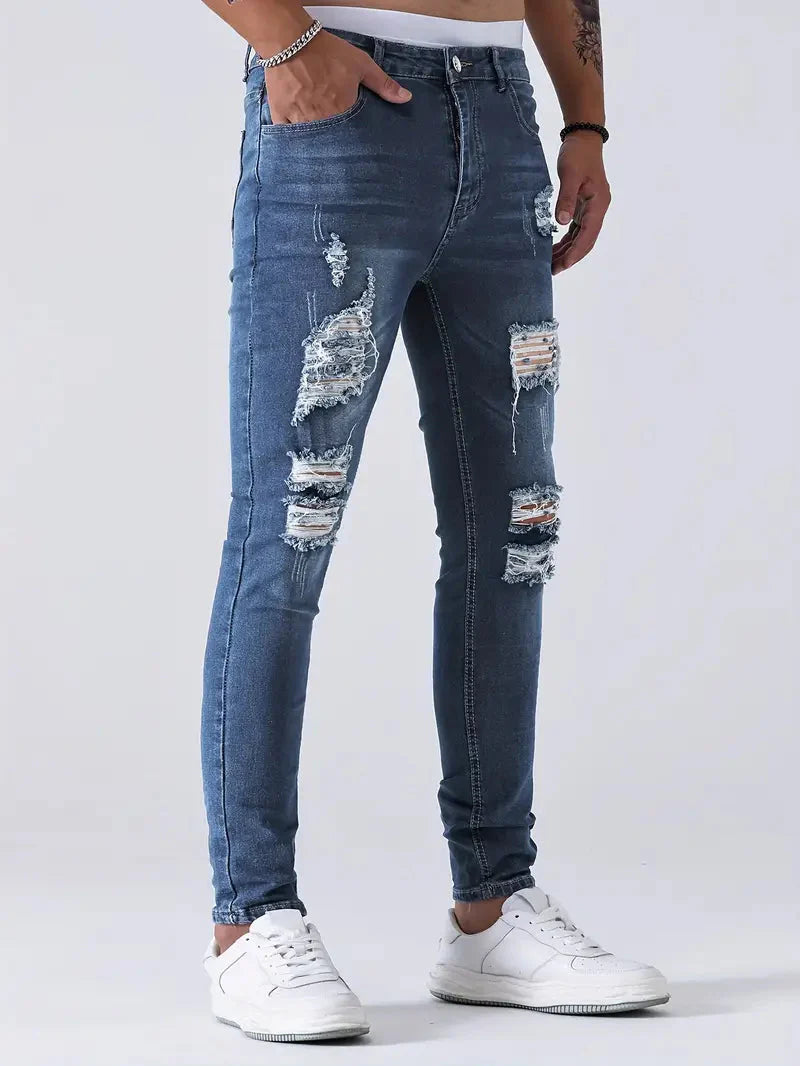 Zayden Zerrissene Jeans | Trendige Slim Fit Jeans für Männer-HauteBerlin