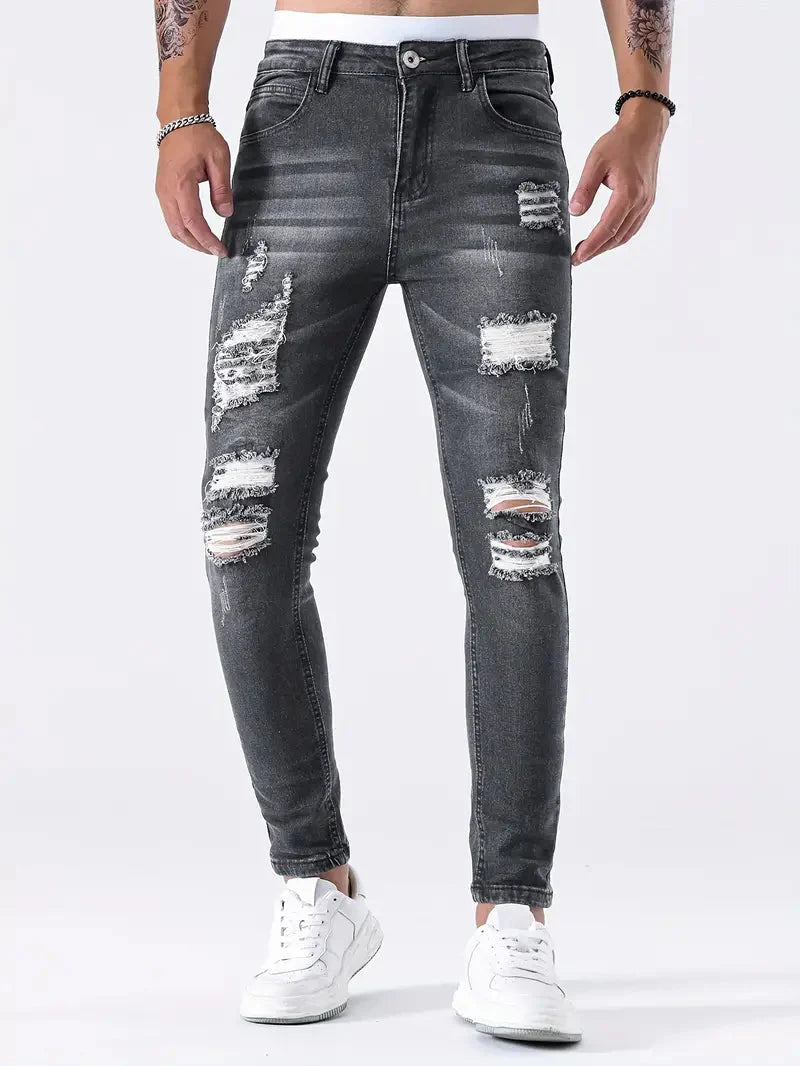 Zayden Zerrissene Jeans | Trendige Slim Fit Jeans für Männer-HauteBerlin