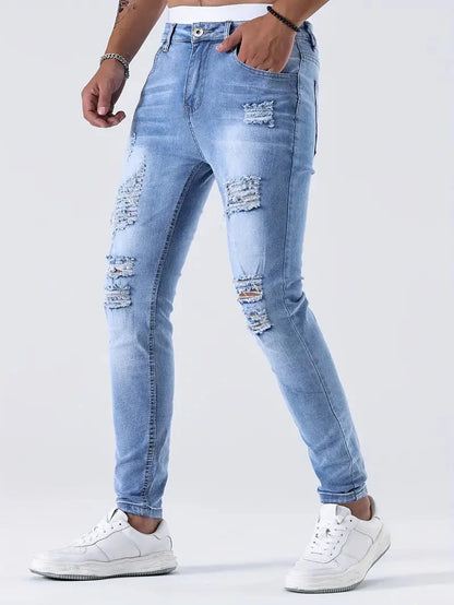 Zayden Zerrissene Jeans | Trendige Slim Fit Jeans für Männer-HauteBerlin