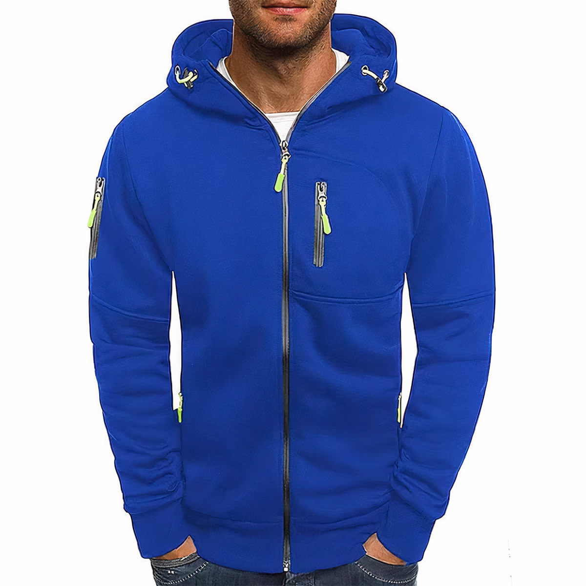 Zip-Hoodie - Warm - Reißverschlusstaschen - Kapuzenpullover mit Reißverschluss - Herrenbekleidung-HauteBerlin