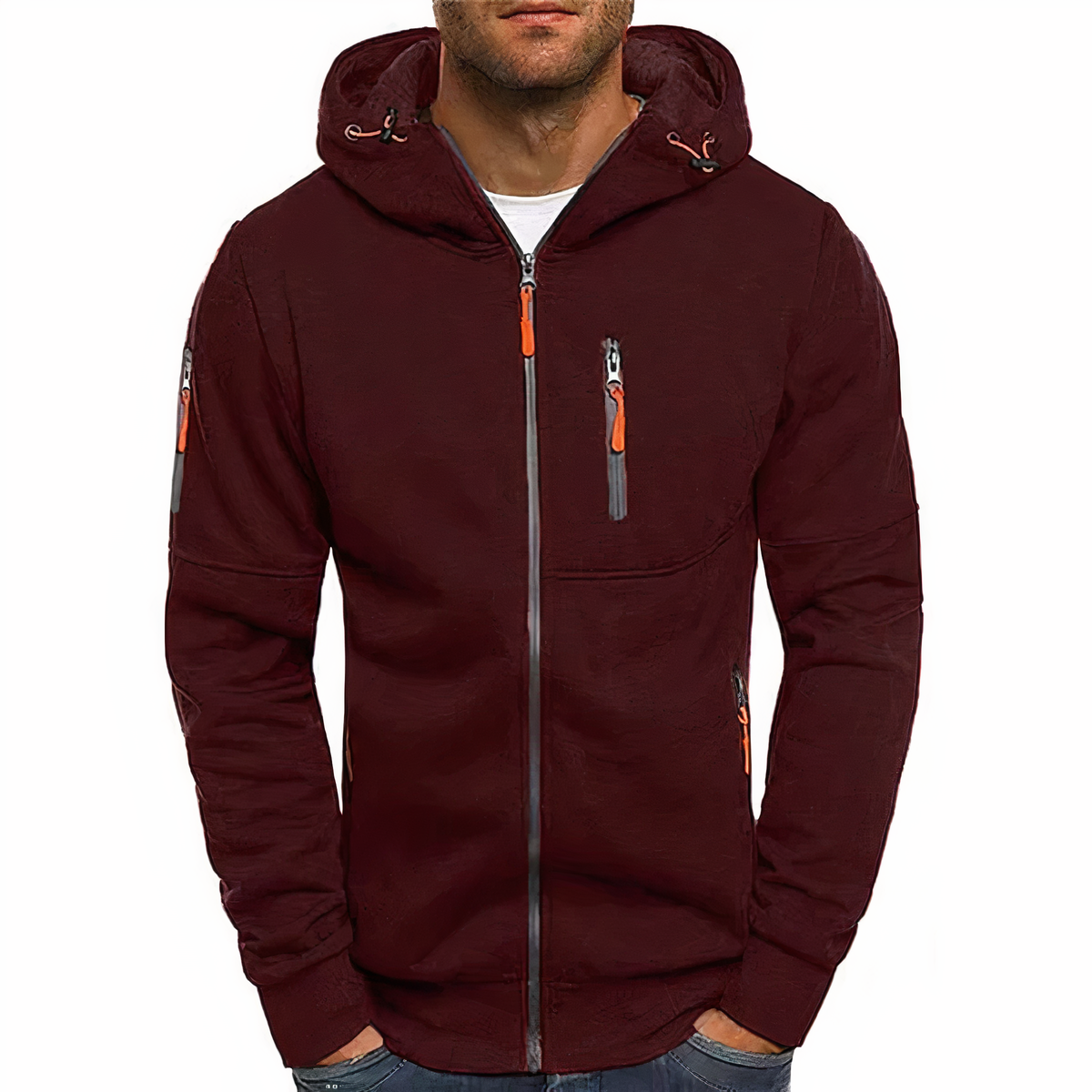 Zip-Hoodie - Warm - Reißverschlusstaschen - Kapuzenpullover mit Reißverschluss - Herrenbekleidung-HauteBerlin