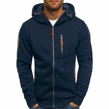 Zip-Hoodie - Warm - Reißverschlusstaschen - Kapuzenpullover mit Reißverschluss - Herrenbekleidung-HauteBerlin
