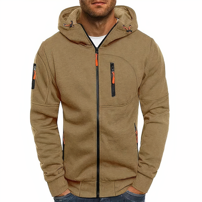 Zip-Hoodie - Warm - Reißverschlusstaschen - Kapuzenpullover mit Reißverschluss - Herrenbekleidung-HauteBerlin