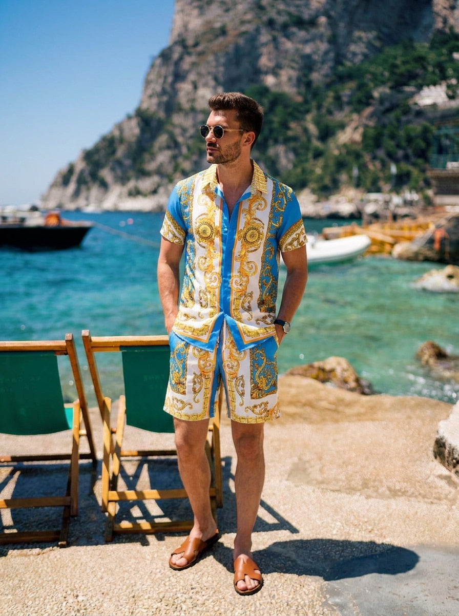 Zweiteiler Set | Kurzarm | Zum Zuknöpfen | Set | Sommerkleidung für Herren-HauteBerlin