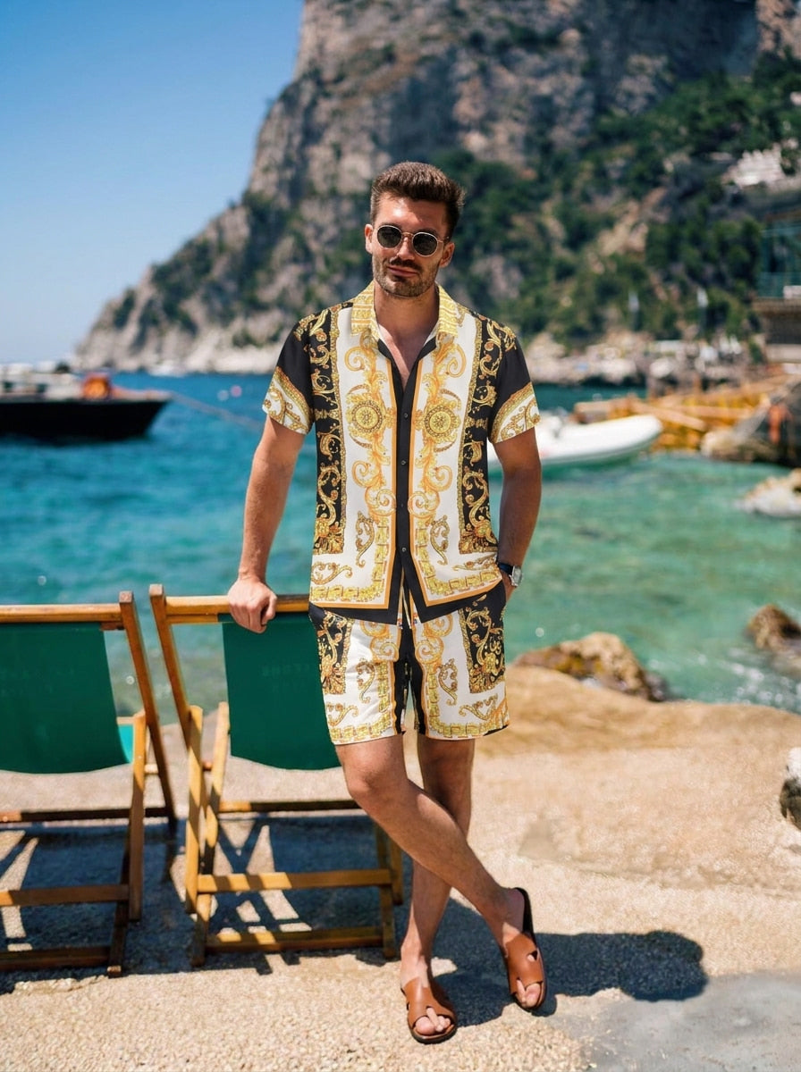 Zweiteiler Set | Kurzarm | Zum Zuknöpfen | Set | Sommerkleidung für Herren-HauteBerlin