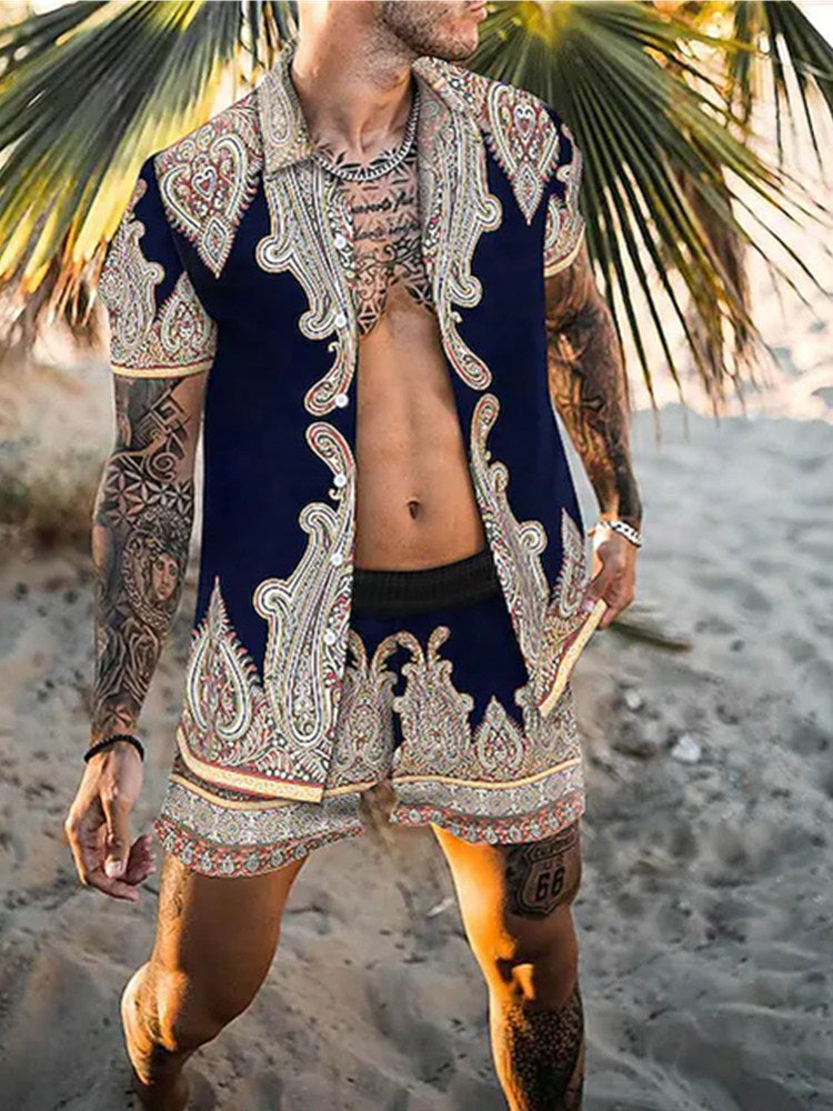 Zweiteiler – mit Knöpfen – Kurzarm – Hemd und Shorts – Sommerkleidung für Herren-HauteBerlin