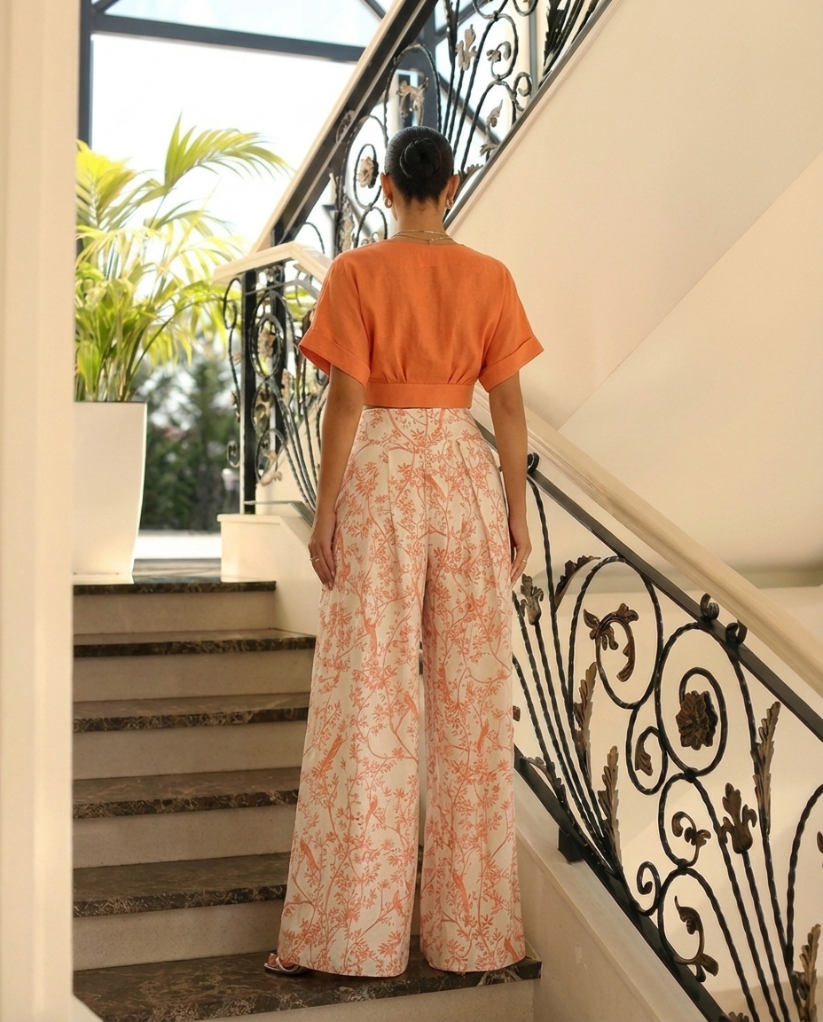 Zweiteiliges Set | Damen Crop Top und weite Hose mit hohem Bund-HauteBerlin