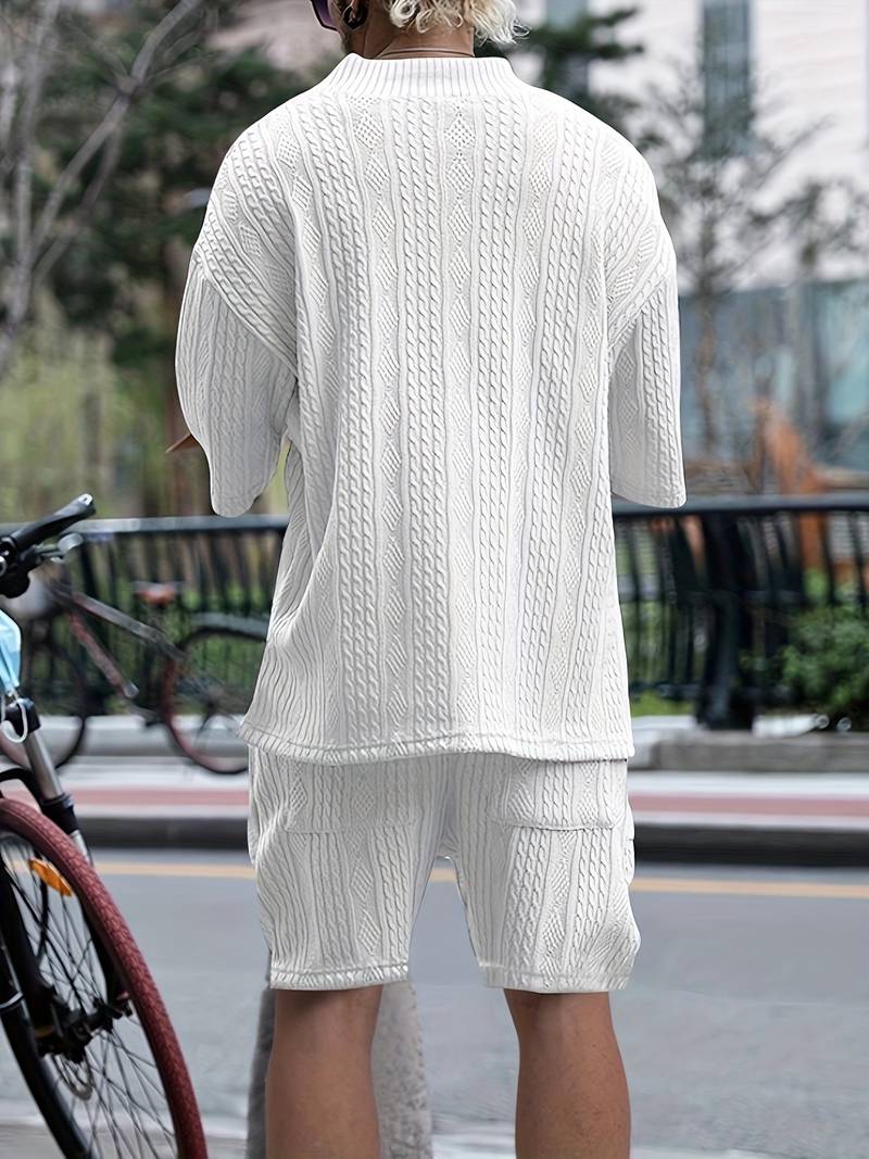 Zweiteiliges Set | Gestrickt | Kurzarm | Co-Ord Sets Männer | Herren Kurzsets-HauteBerlin