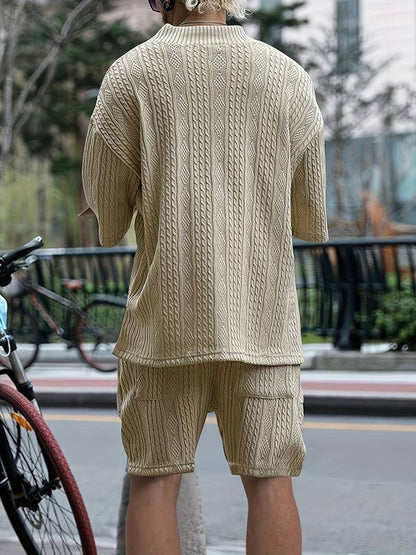 Zweiteiliges Set | Gestrickt | Kurzarm | Co-Ord Sets Männer | Herren Kurzsets-HauteBerlin