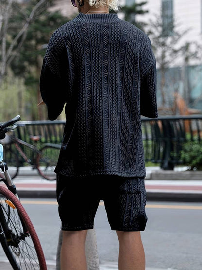 Zweiteiliges Set | Gestrickt | Kurzarm | Co-Ord Sets Männer | Herren Kurzsets-HauteBerlin
